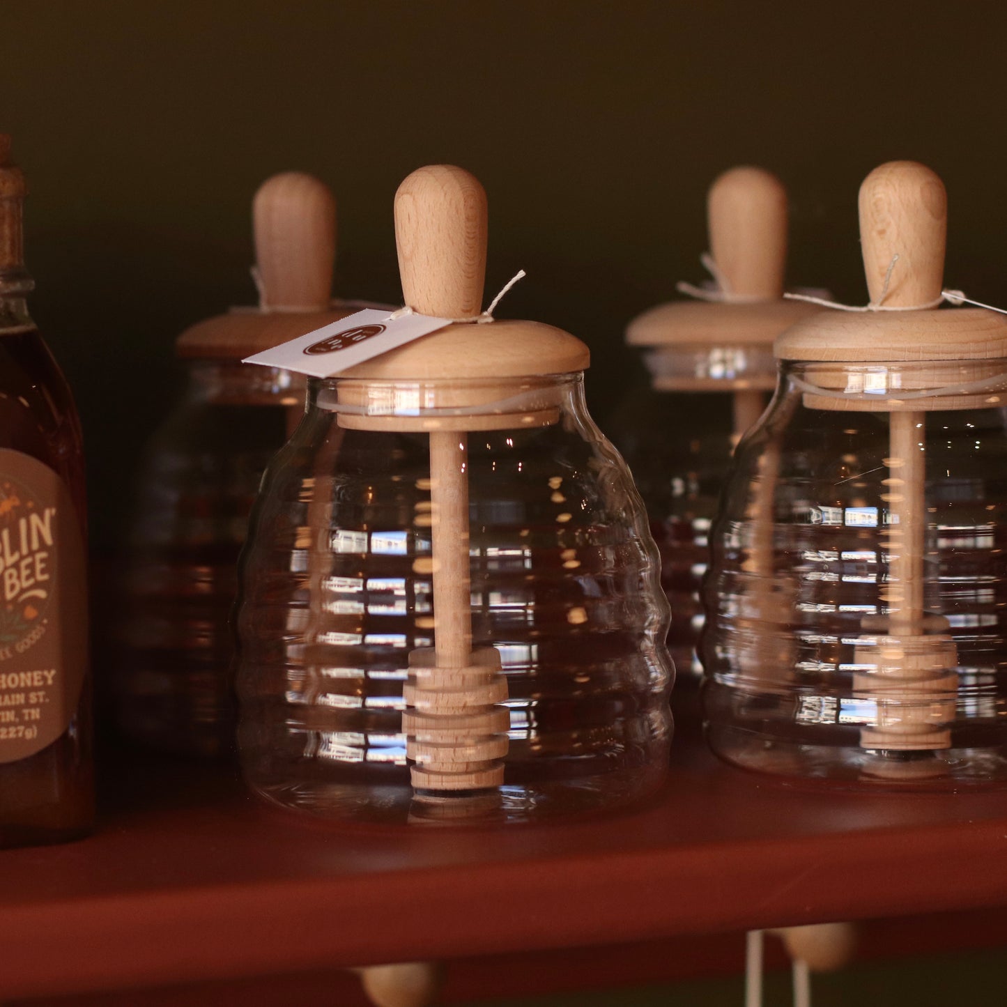 Honey Dipper Clear Glass Set