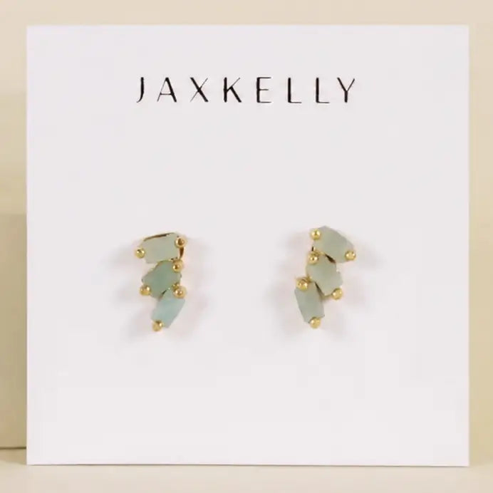 Jax Kelly | Offset Trio Studs, Amazonite