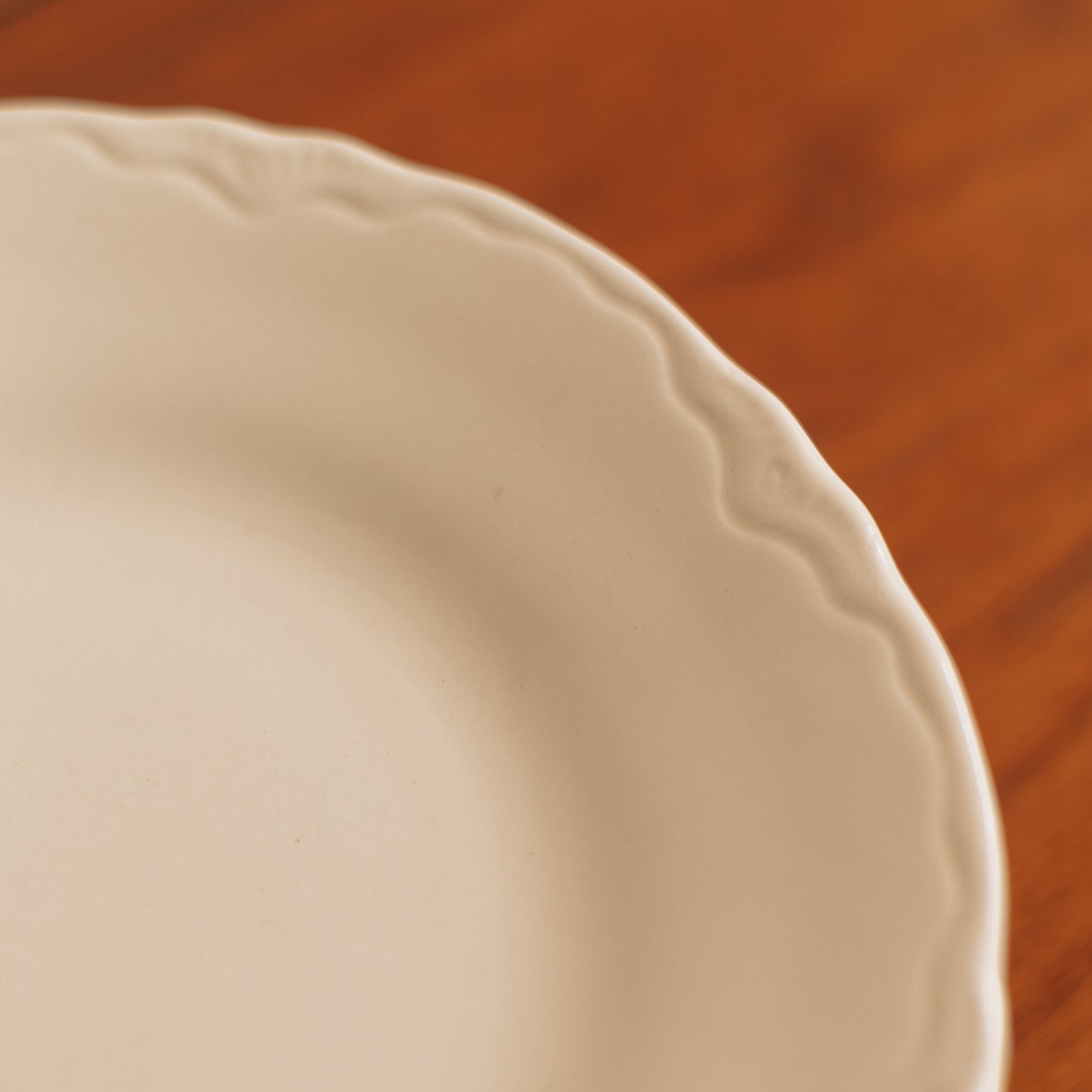 Cream Ironstone Dessert Plates, Set of 7