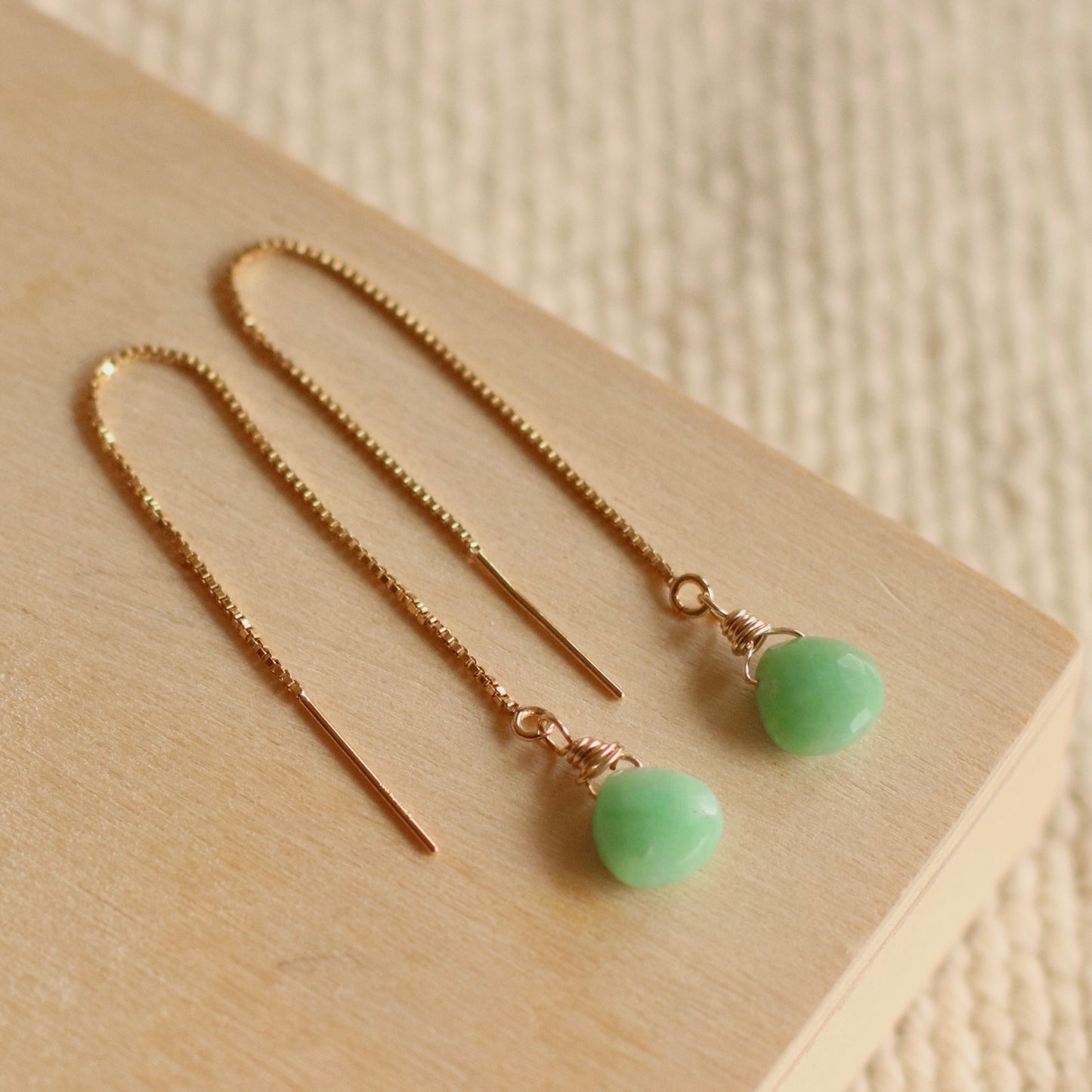 Cire’ Alexandria | Chrysoprase Gemstone Threaders, 14K Gold Filled