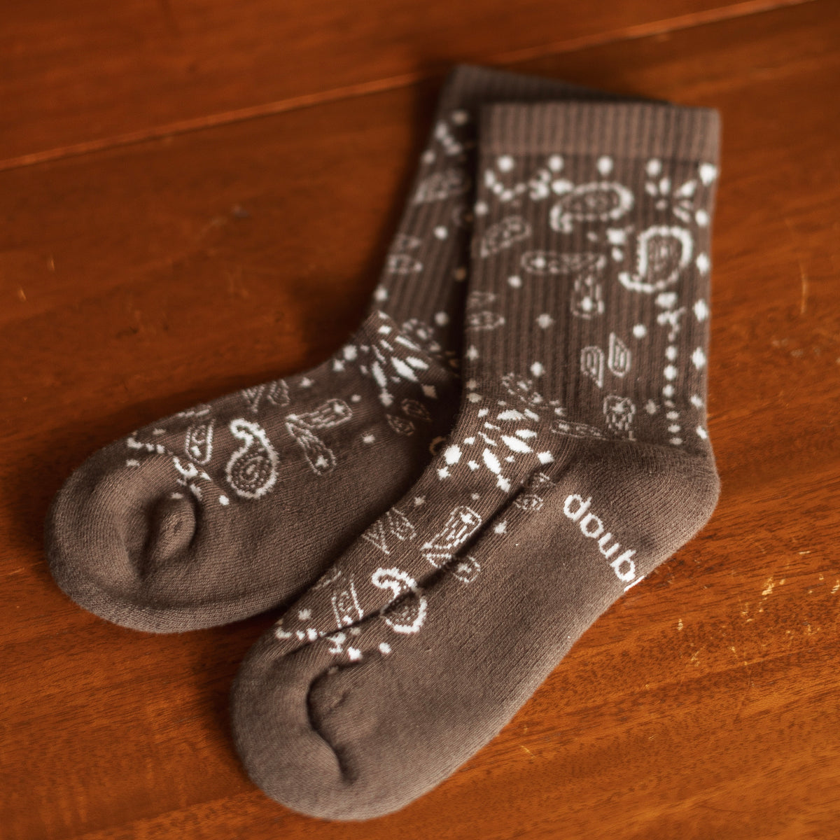 Doublesoul | Bandana Crew Socks, Burnt Brown