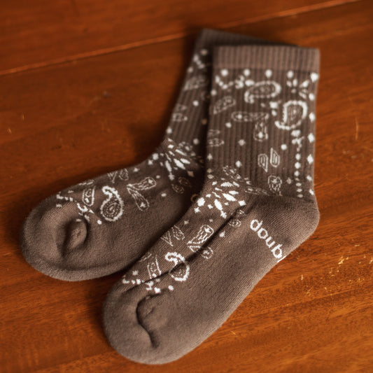Doublesoul | Bandana Crew Socks, Burnt Brown
