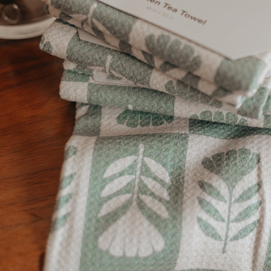 Geometry | Green Flower Patch Tea Towel
