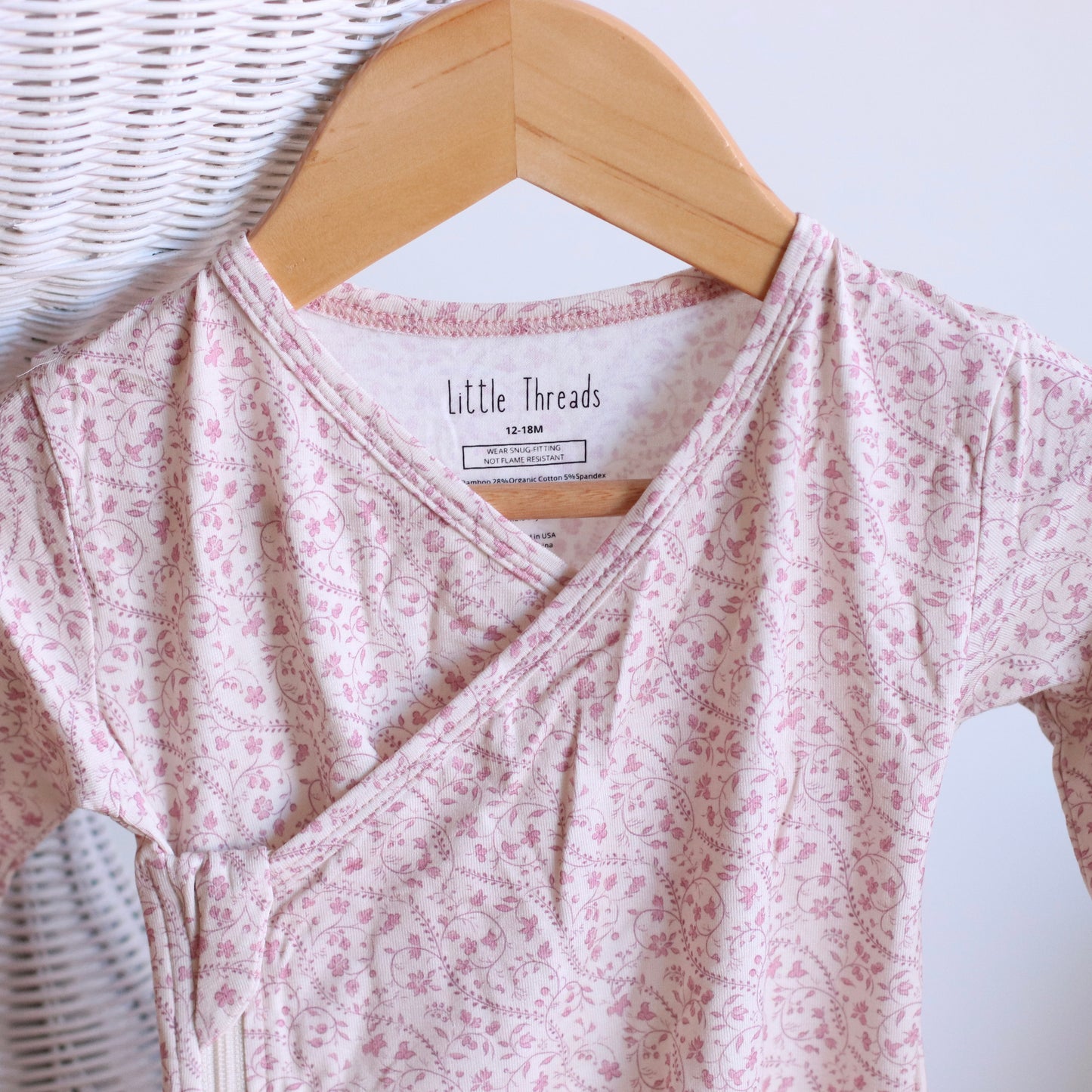Little Threads | Mauve Heirloom Vine Bamboo Wrap Footie