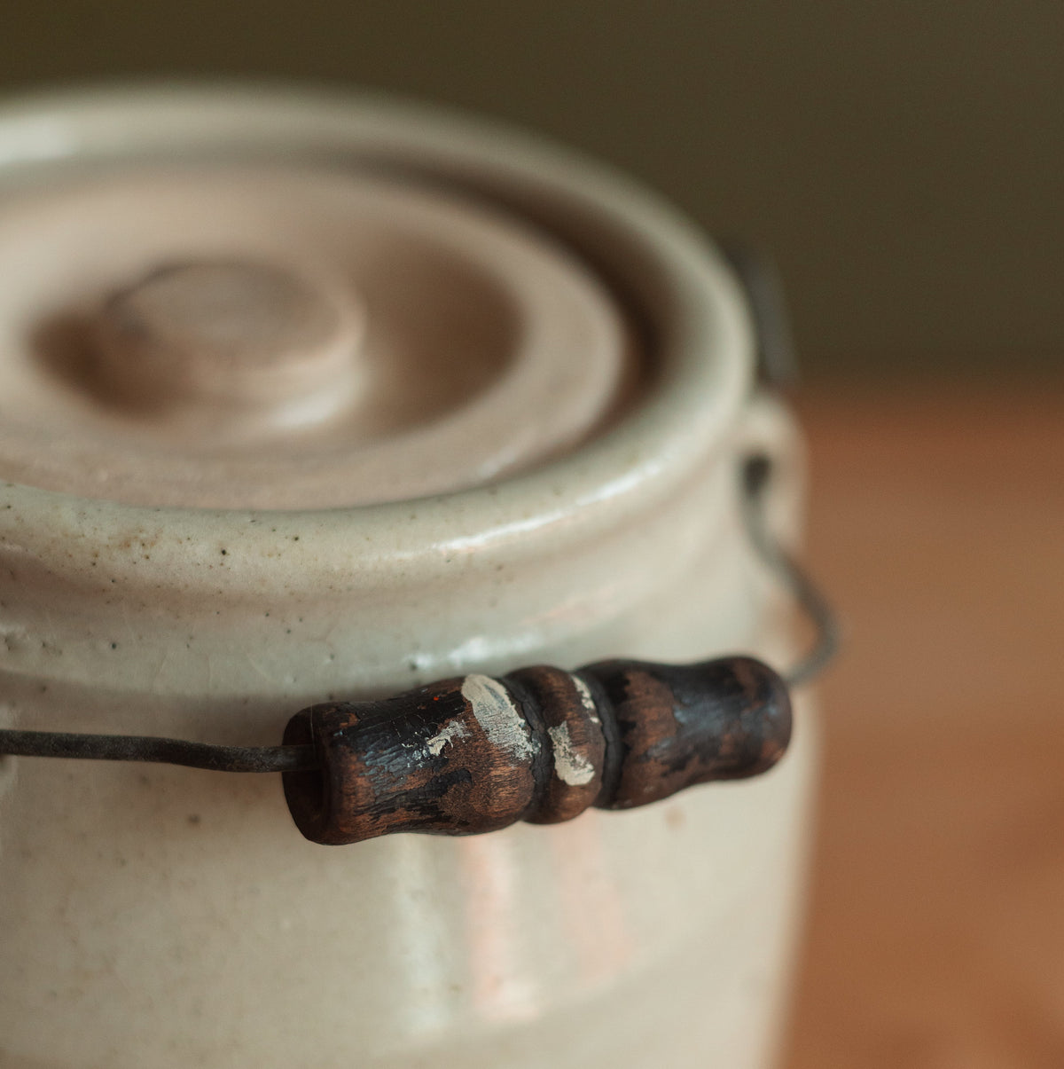 Primitive Stoneware Canning Crock with Matching Inset Lid