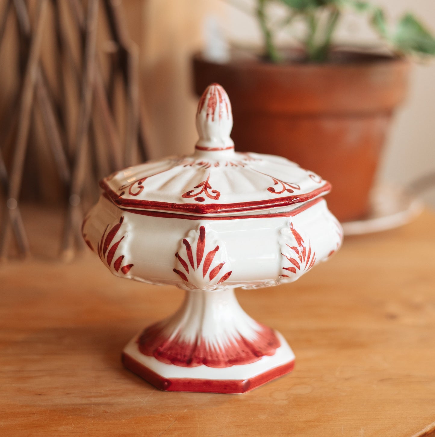 Portuguese Hand Painted Lidded Candy Dish