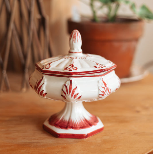 Portuguese Hand Painted Lidded Candy Dish