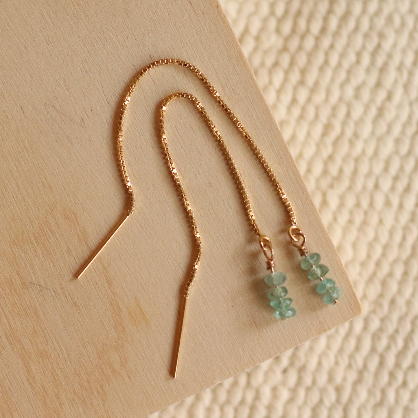 Cire’ Alexandria | Aquamarine Stacked Gemstone Threaders, 14K Gold Filled