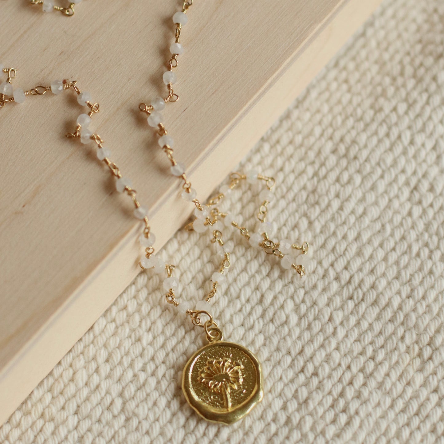 Santore | Flower Stem Wax Seal Moonstone Necklace