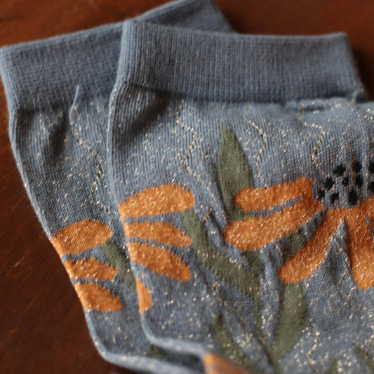 Dune Socks | Black Eyed Susans Socks with Metallic Thread
