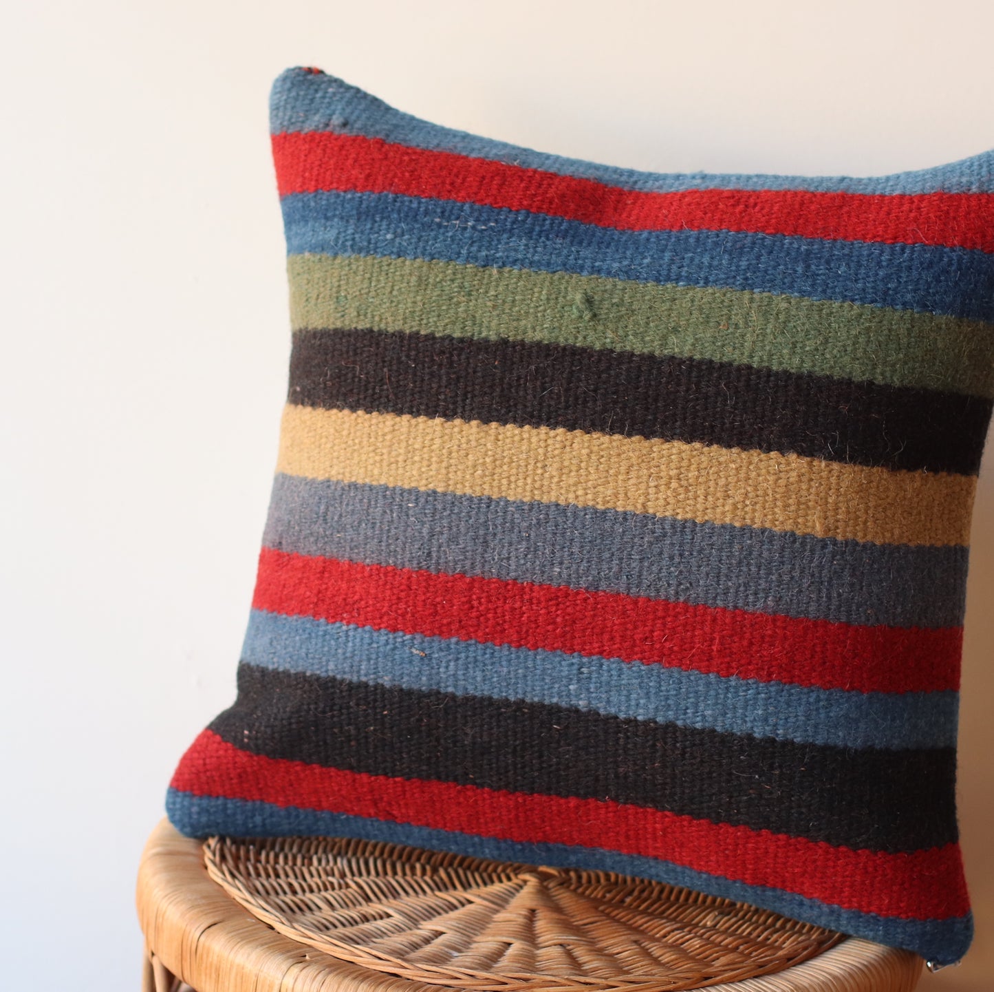 Kilim Pillow  | Dark Primary Stripe, includes insert, 16"