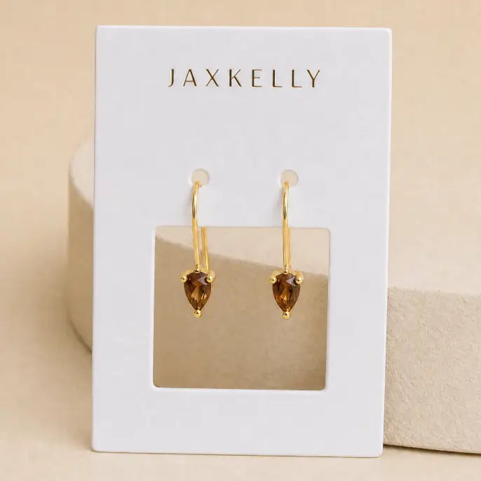 Jax Kelly | Dewdrop Mini Threaders, Coffee Cubic Zirconia
