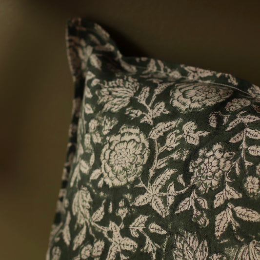 Dune Pillows | Block Print Rio Linen Pillow, Green, 16"