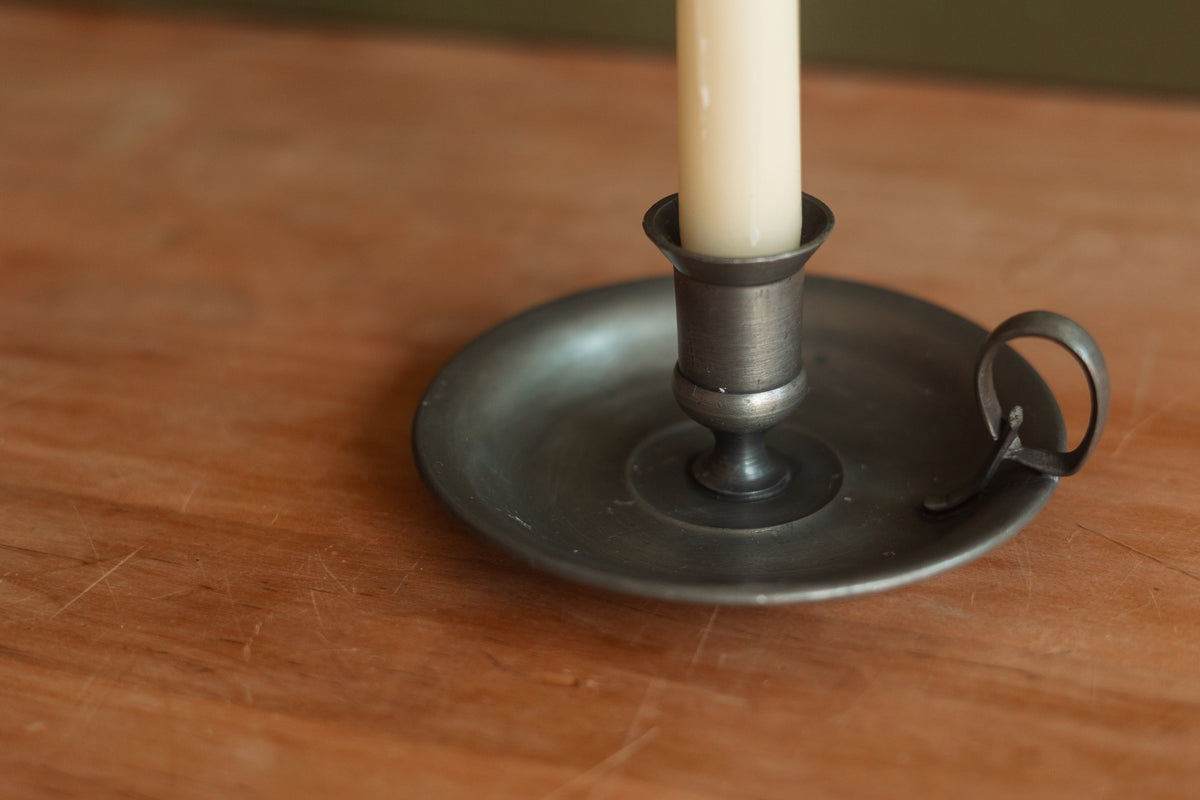 Pewter Bedchamber Candlestick Holder