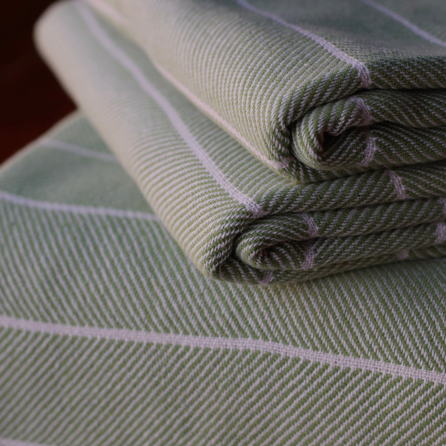 Turkish Towel | Luxury Bath Towel, Wide Green Stripe