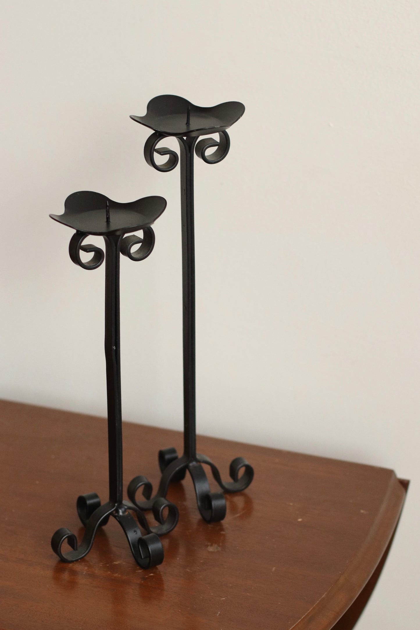 Wrought Iron Style Candleholder, Pair