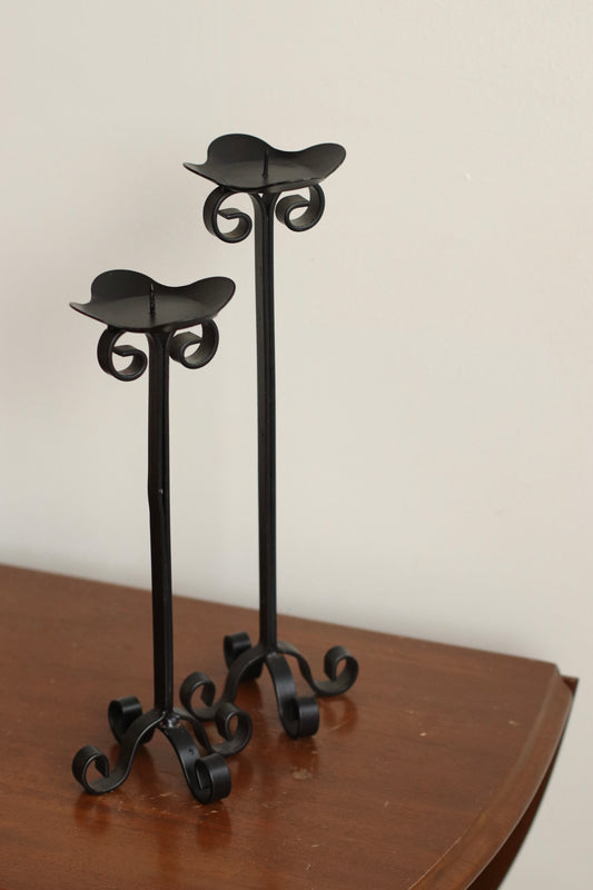 Wrought Iron Style Candleholder, Pair
