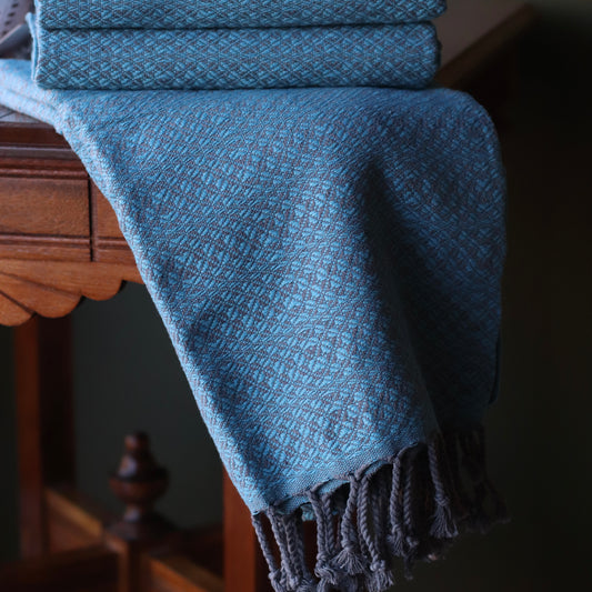 Turkish Towel | Luxury Bath Towel, Turquoise + Grey