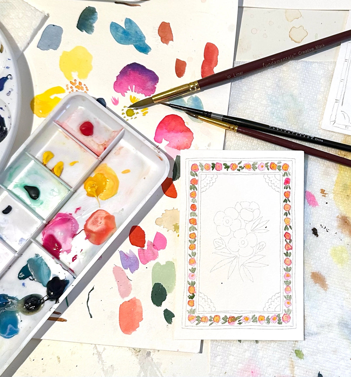 Mini Flowers Watercolor Painting Kit