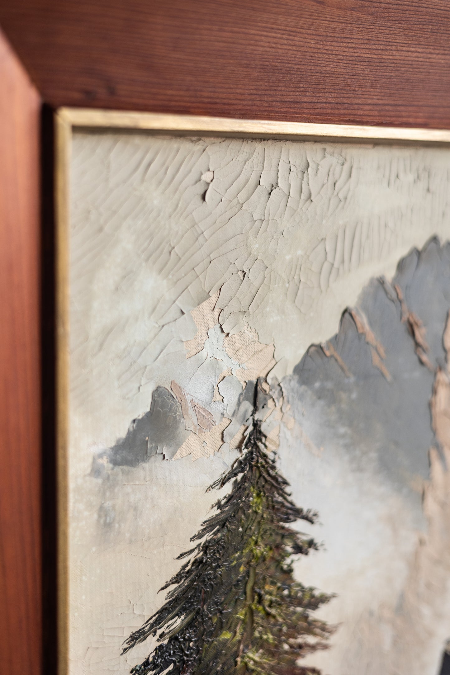 Dune Vintage Art | Majestic Mountain Scape in Chunky Wooden Frame *Pick Up Only