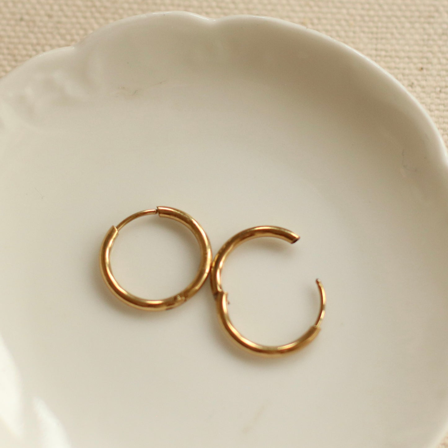Dune Hoops | Gold Stainless Steel Classic Huggie Hoops, 20, 16, 12, 8 mm - Choose Your Size