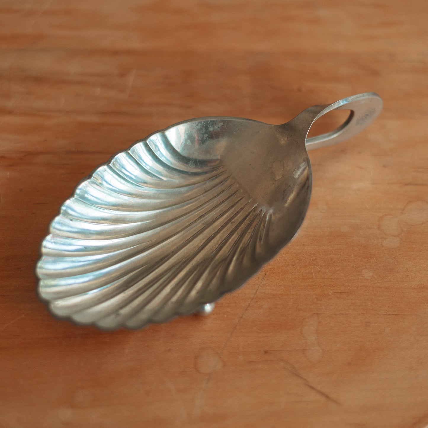 Metal Shell Trinket Dish with Handle