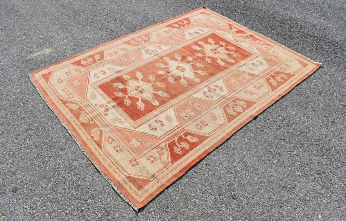 Turkish Rug | Soft Pink, Peach and Rust RUG005