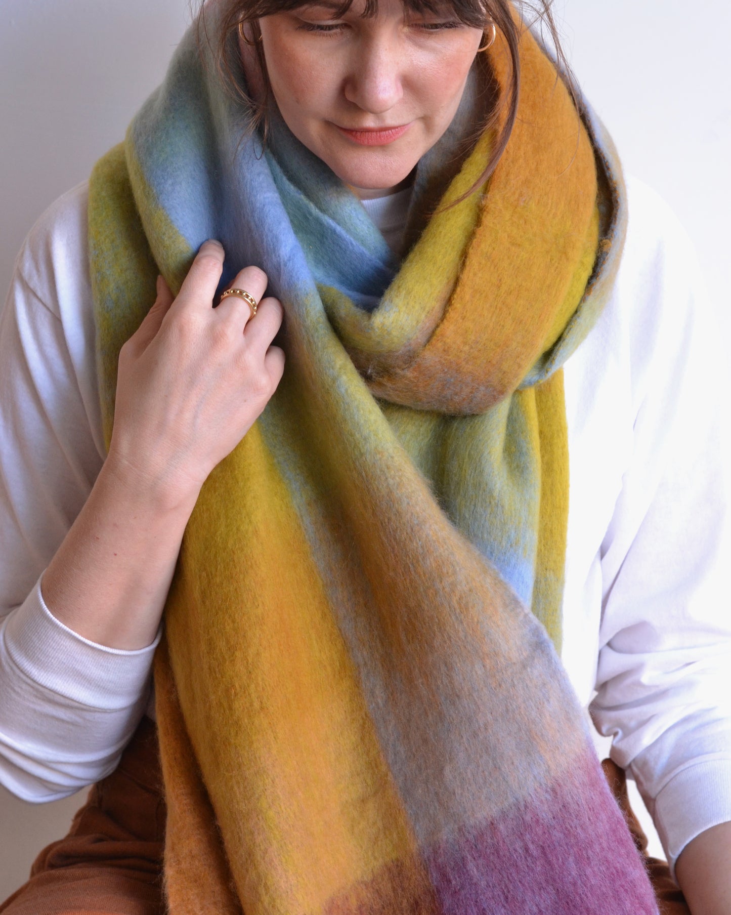 Adorro | Chunky Oblong Plaid Scarf, Yellow