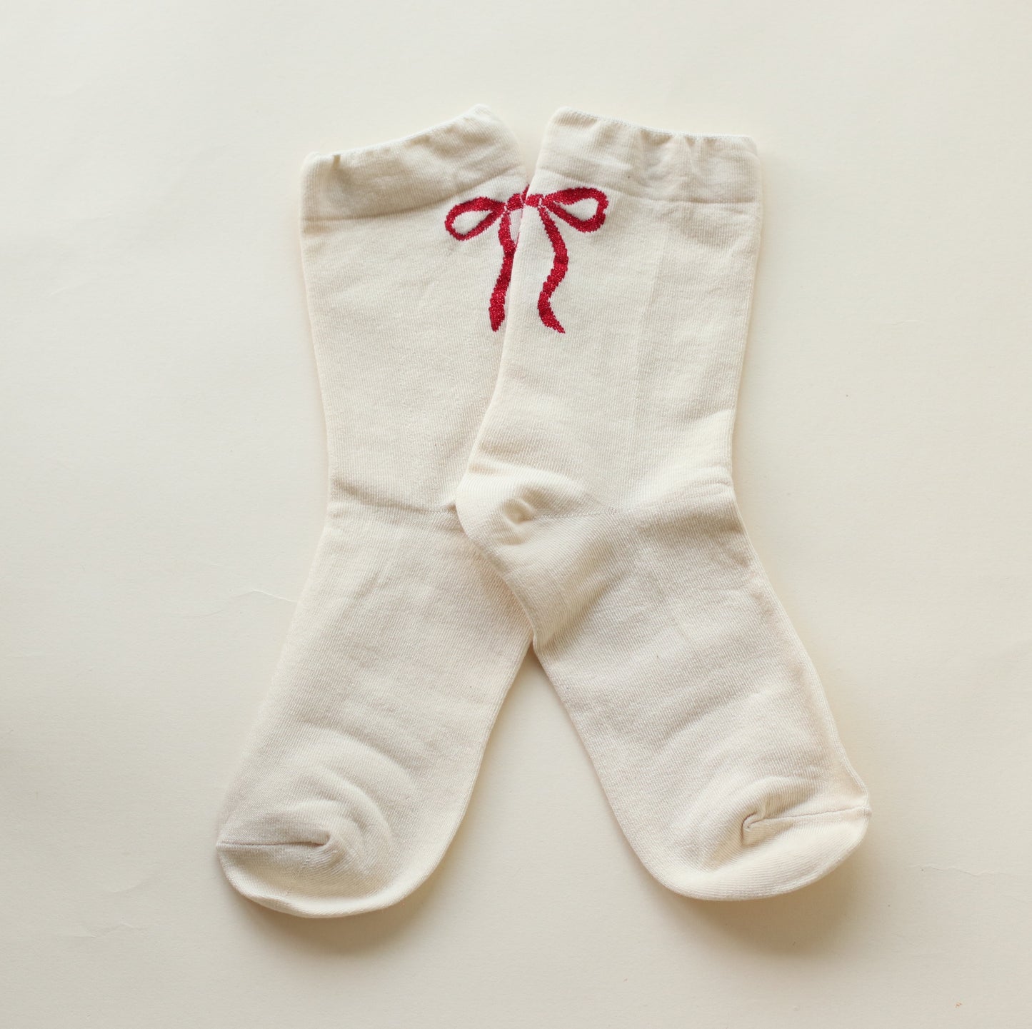 Tiepology | Bow Socks, Cream and Red