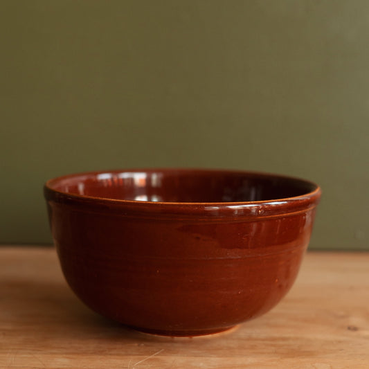 Brown Glazed Stoneware Mixing Bowl