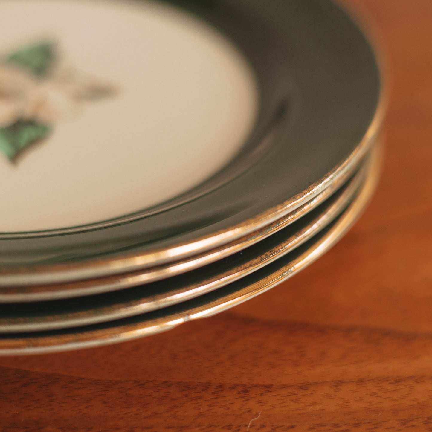 “Jade Rose” , Dessert Plates set of 4