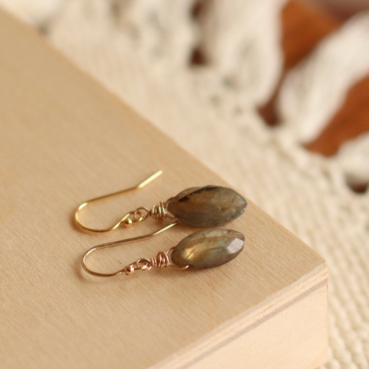 Cire’ Alexandria | Labradorite Marquise Drops, 14K Gold Filled
