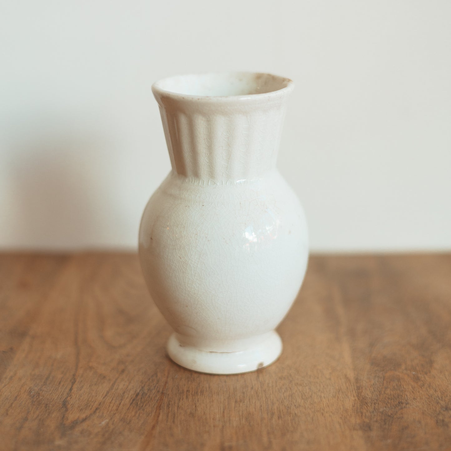 Small White Crackle Glazed Vase