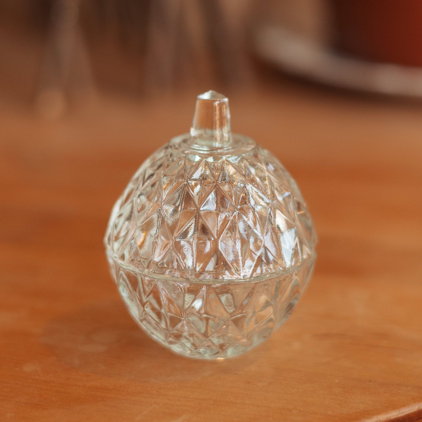 Cut Glass Ring Dish with Lid