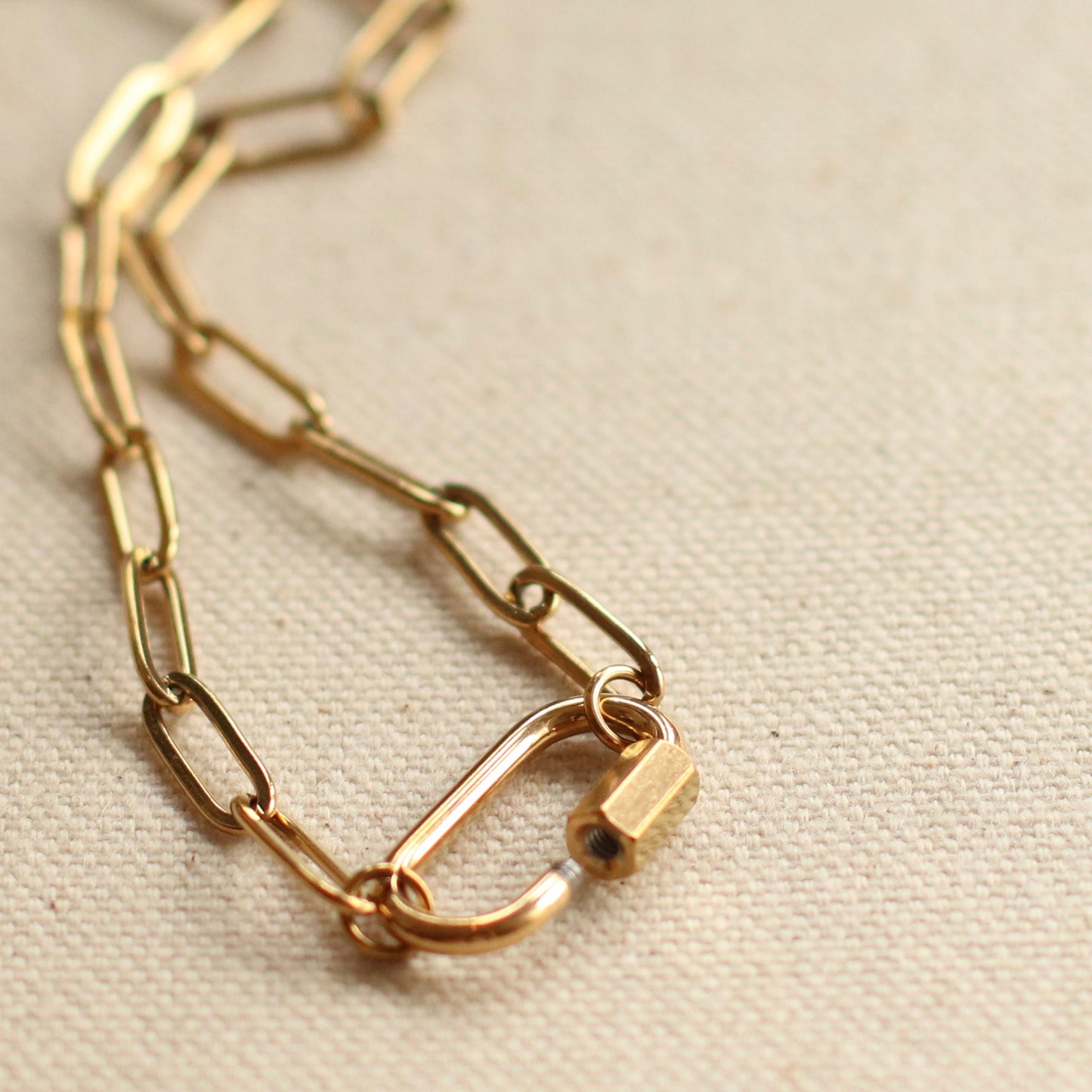 Dune Chain | Paperclip Carabiner Charm Holder Necklace, 18"