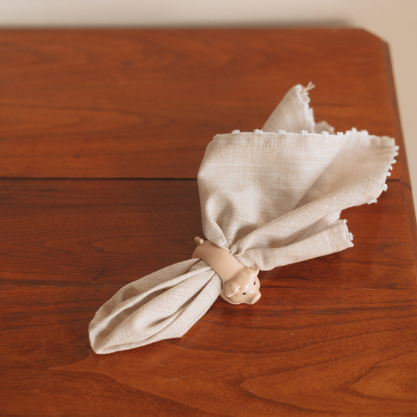 Pink Piggy Napkin Rings, Set of 4