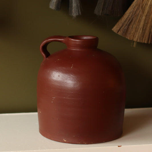 Maroon Handled Stoneware Jug, Large