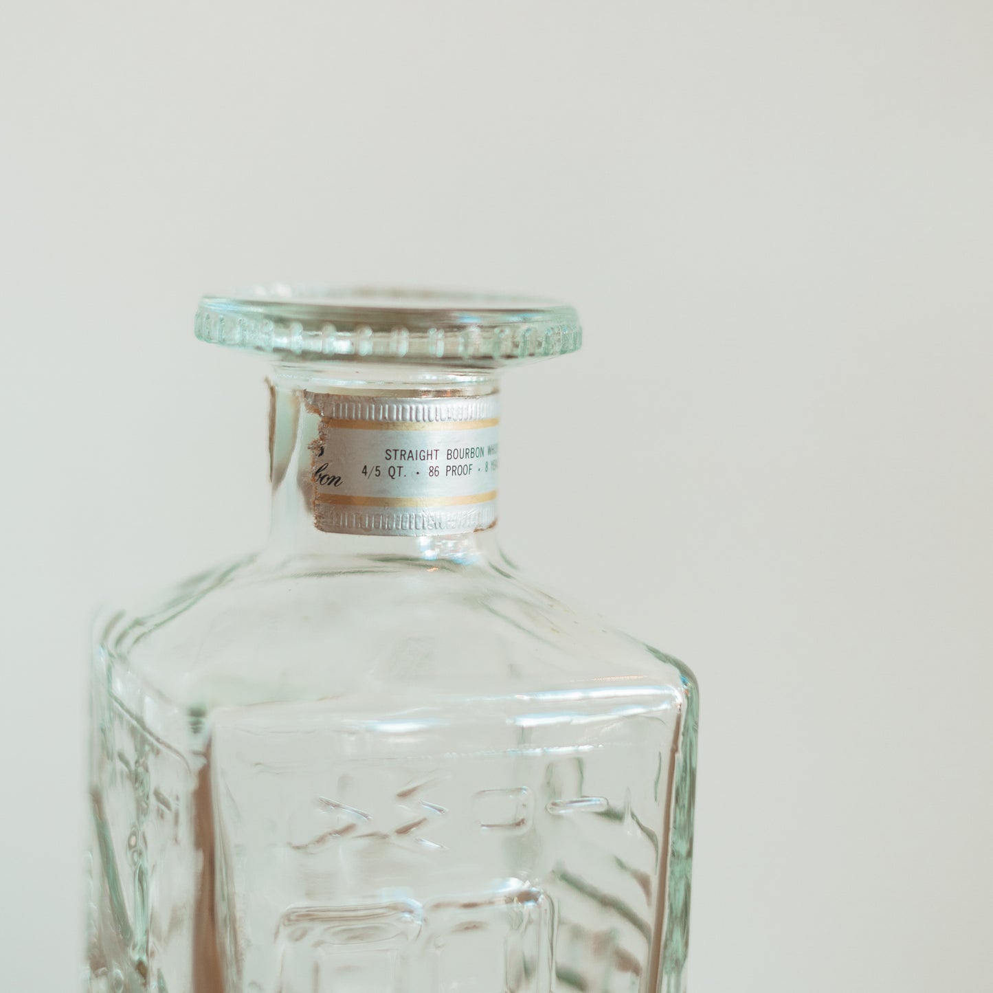 Vintage License Plate Glass Decanter