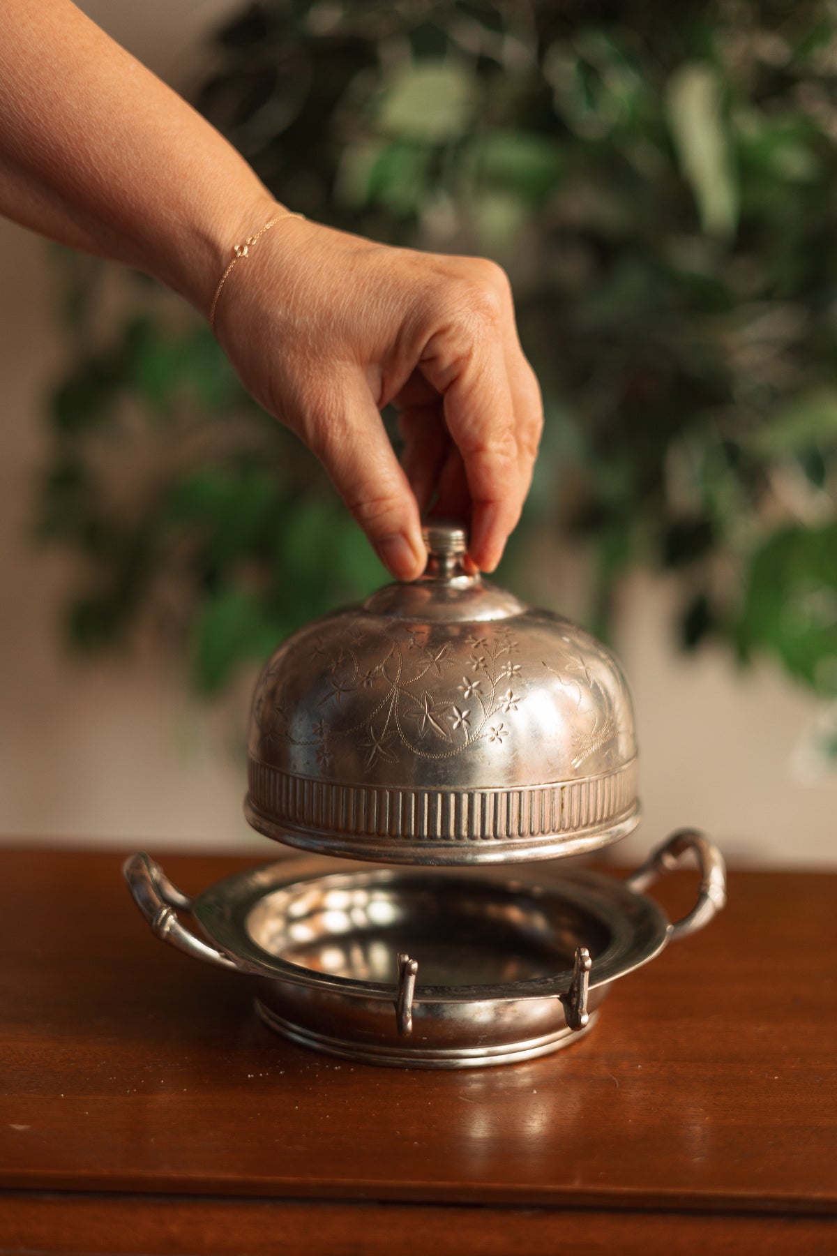 Antique Silver Plated Domed Butter/Cheese Dish