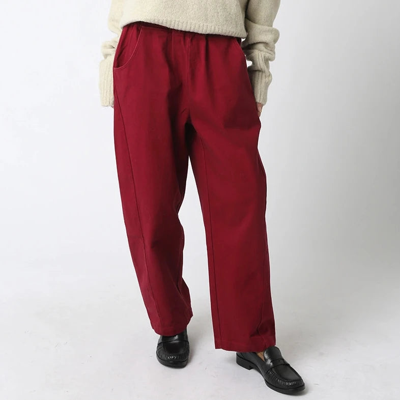 Cotton Balloon Trousers, Deep Red