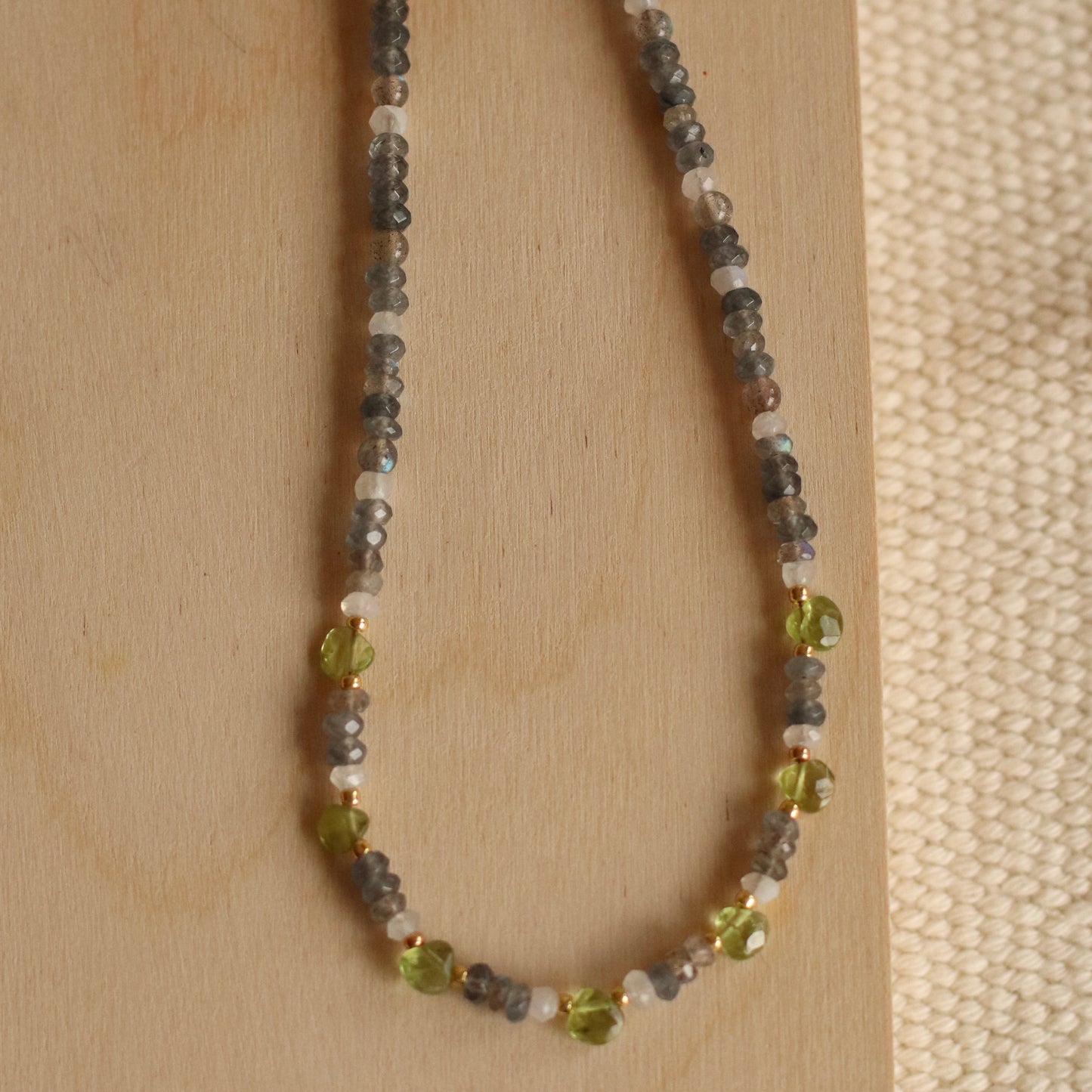 Cire’ Alexandria | Labradorite, Moonstone and Peridot Gemstone Necklace