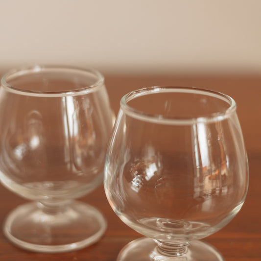 Footed Glass Brandy Sniffer, Pair