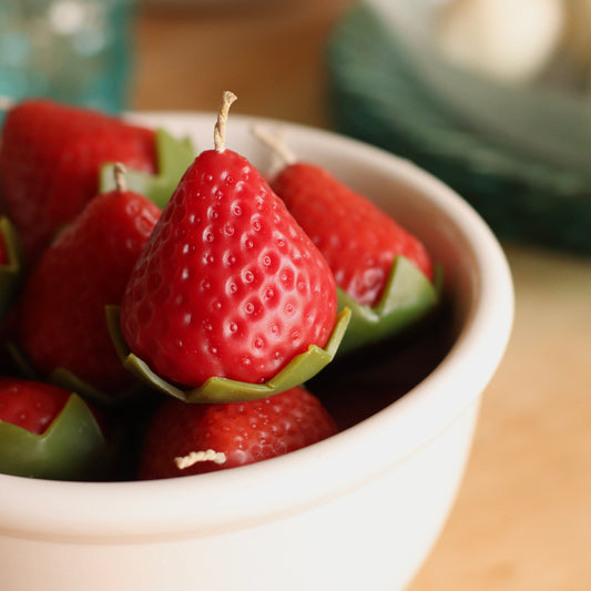 The Wax Pantry  | Strawberry with Stem Beeswax Candle