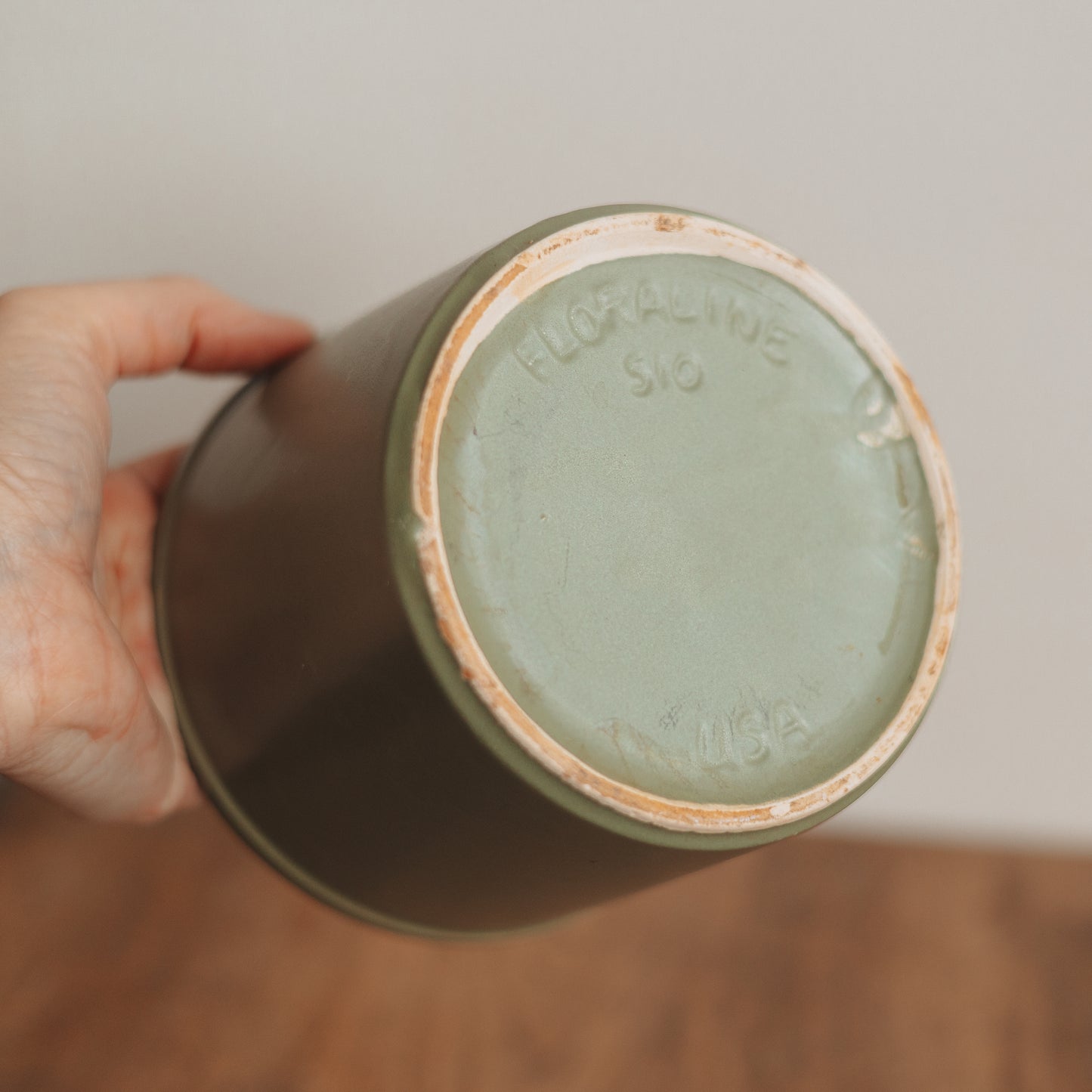 Matte Green Floraline Crock