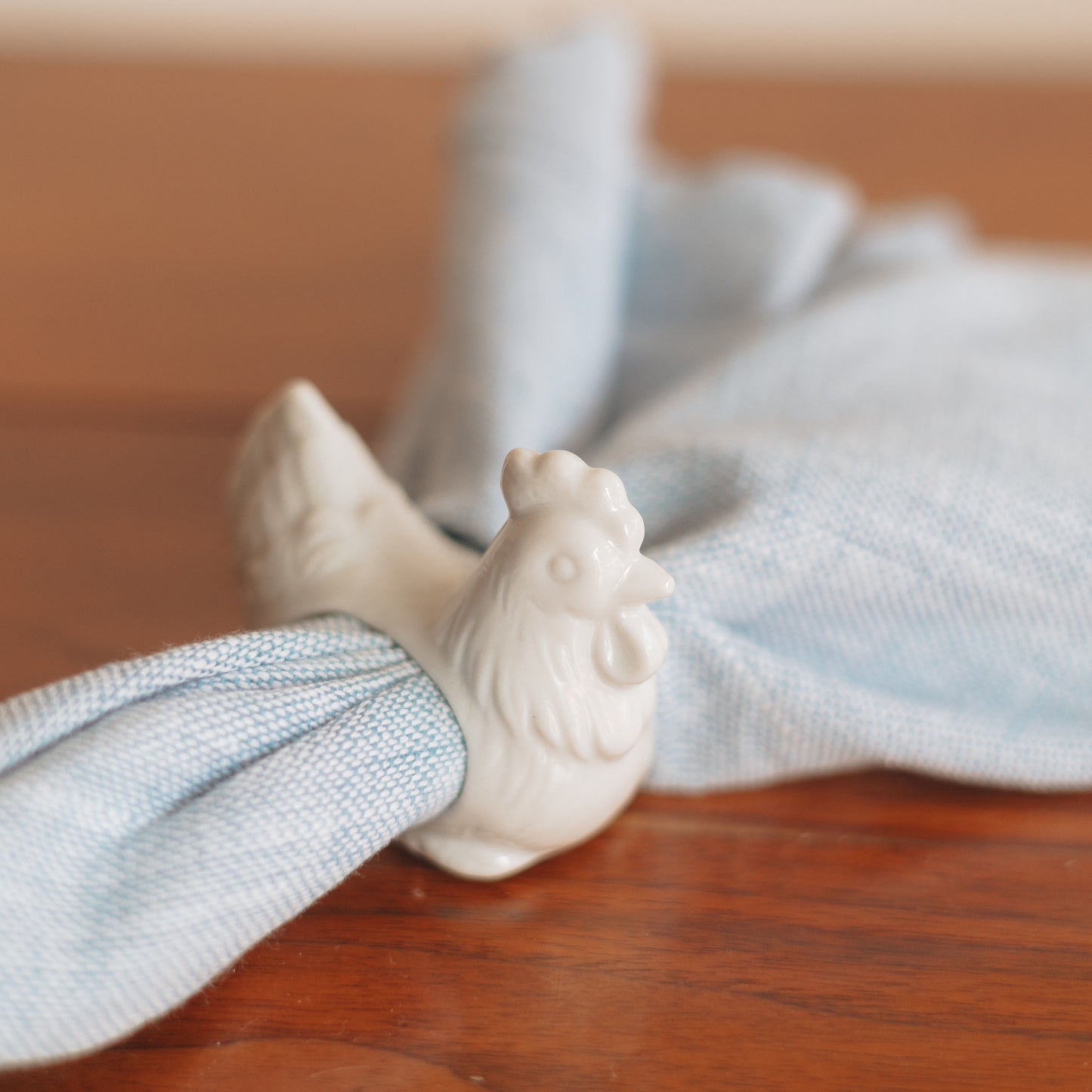 Porcelain Farm Critter Napkin Rings, Set of 4