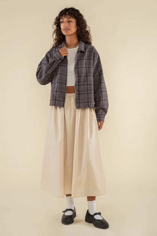 NLT | Larchmont Full A-Line Poplin Midi Skirt