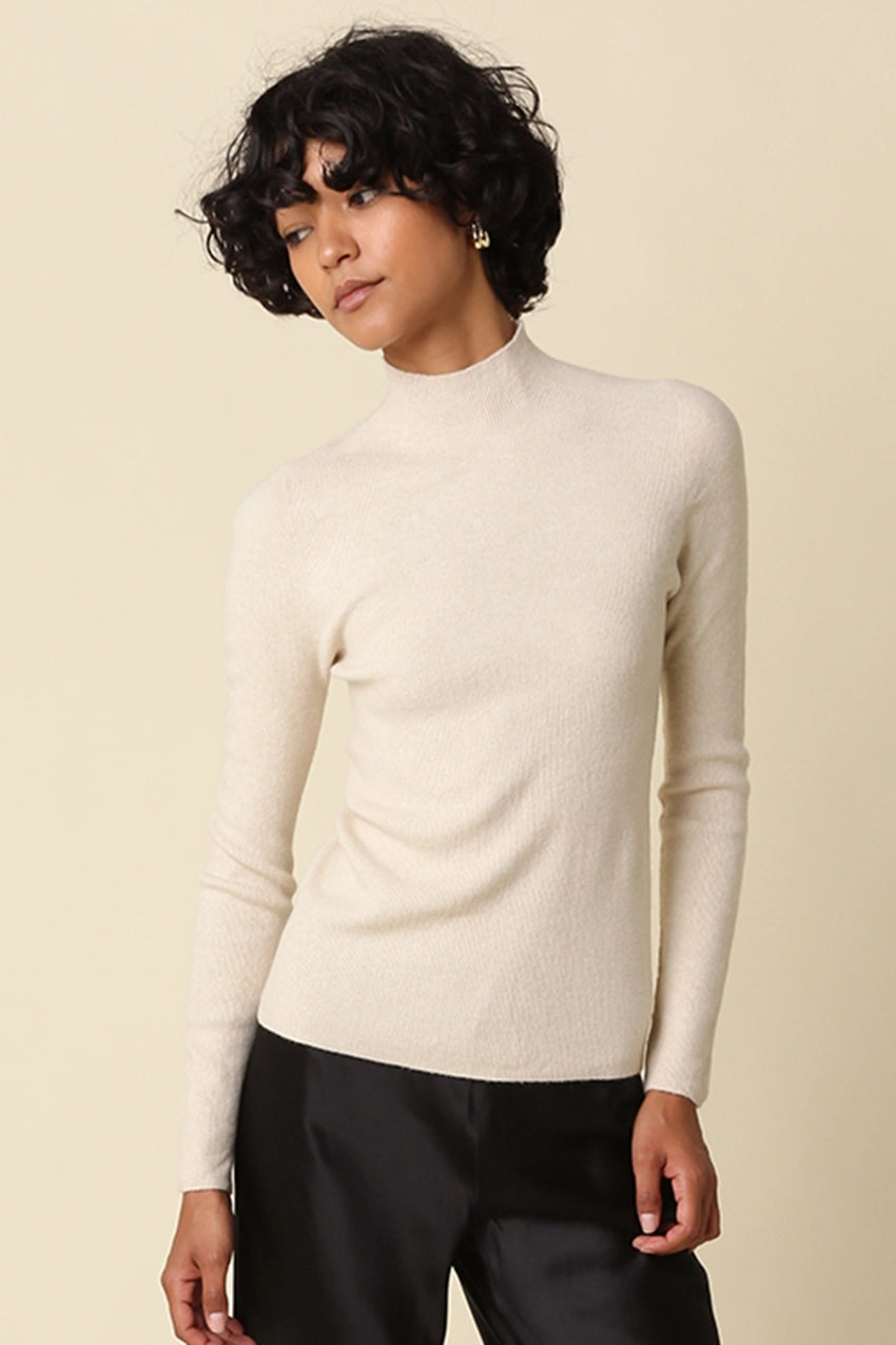 Cream Mock Neck Sweater