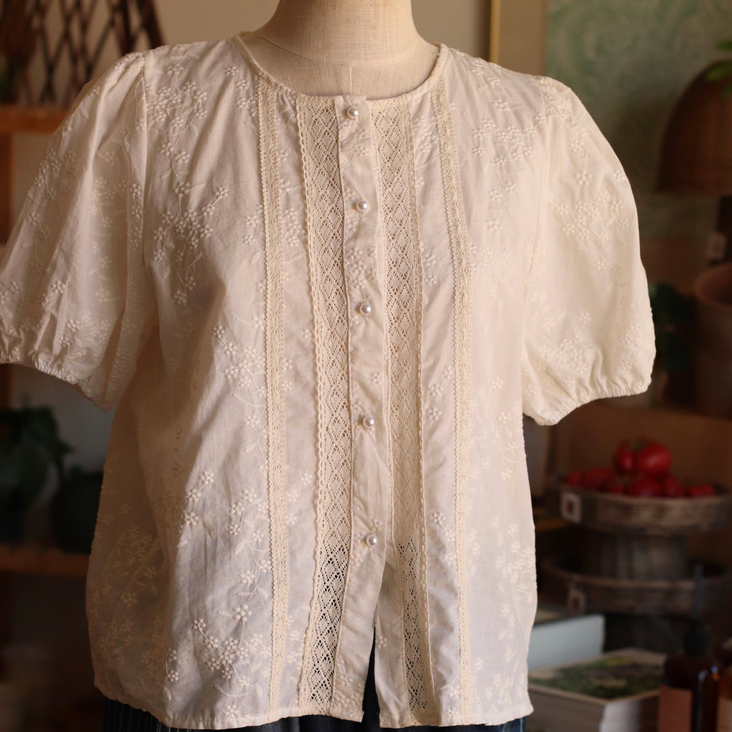 Button Down Peasant Blouse