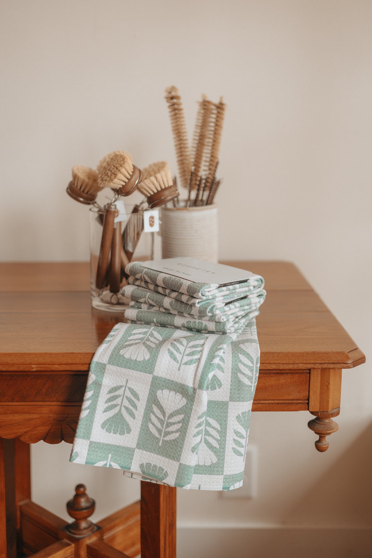 Geometry | Green Flower Patch Tea Towel