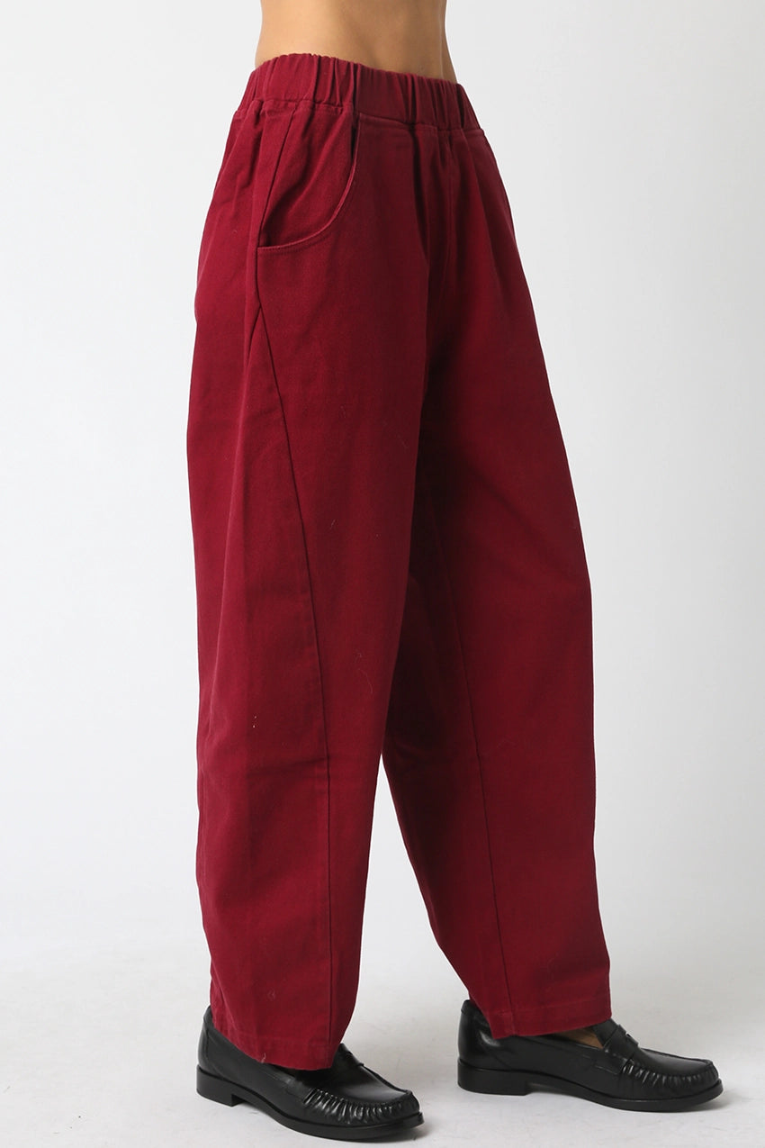 Cotton Balloon Trousers, Deep Red